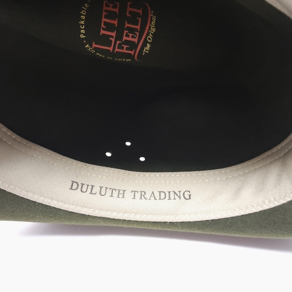 Duluth Trading Wool Felt Crusher Hat Medium Leather Band USA Made Green Fedora - Picture 6 of 14
